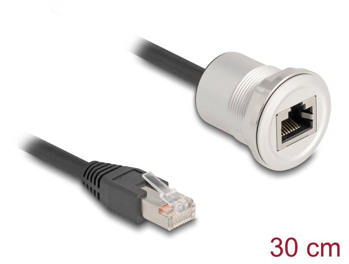 Delock Rj45 Einbaubuchse Mit Cablepeitsche Stecker Cat.5e Stp 30 Cm Aluminium
