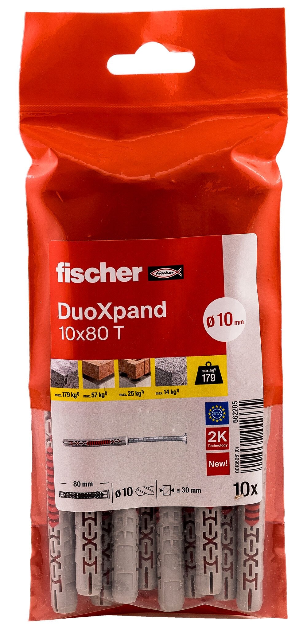 EAN 4048962442335 - Fischer 562205 tornillo de anclaje y taco 10 pieza(s) imagen 2