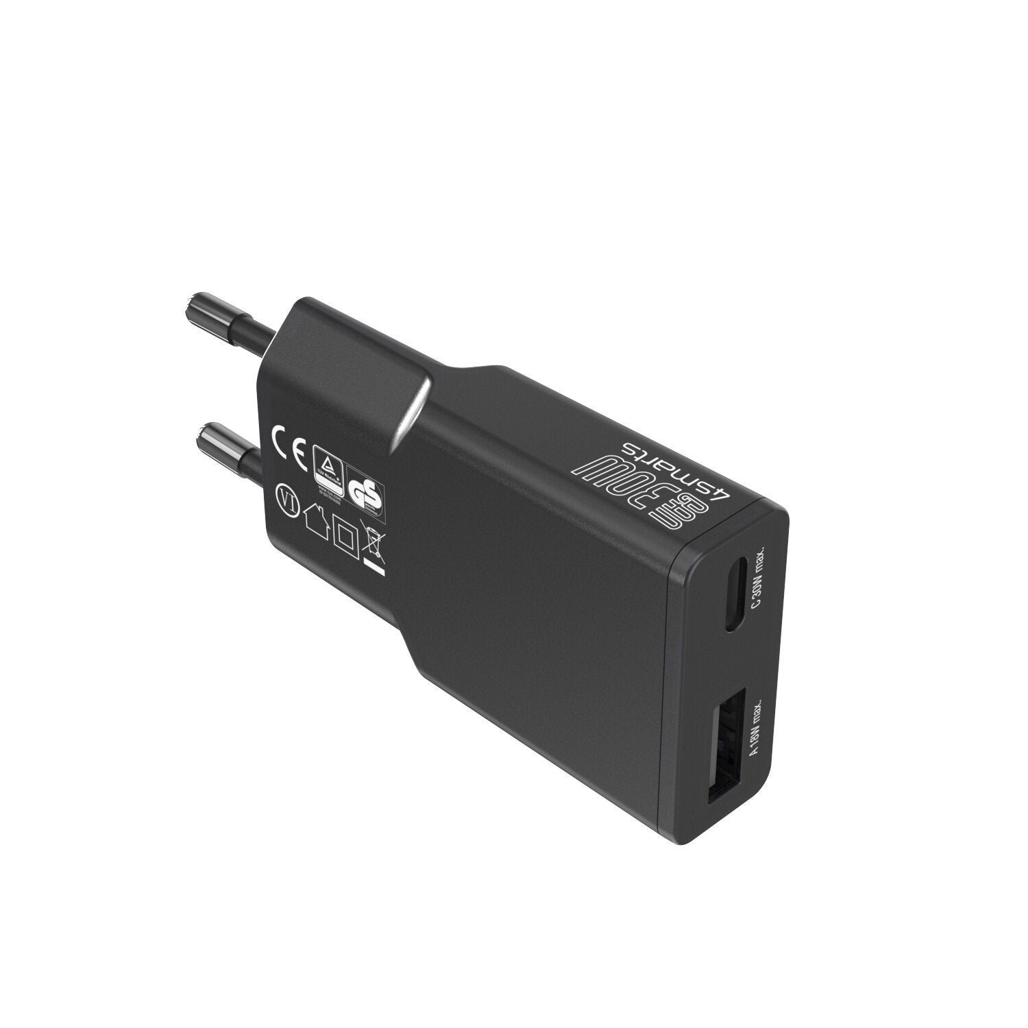 4smarts Cargador De Pared Pdplug Slim Duos 30w Gan 1c+1a, Negro