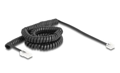 Delock Telefoncable Spiralcable Rj11 Stecker Zu Rj45 Stecker Schwarz 5 M