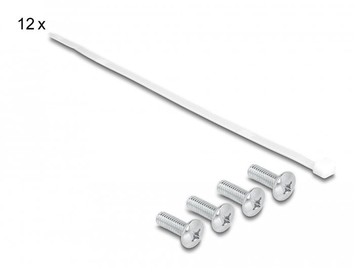 Delock Panel De Conexión Keystone De 10" De 12 Puertos Con Alivio De Tensión 1u Negro