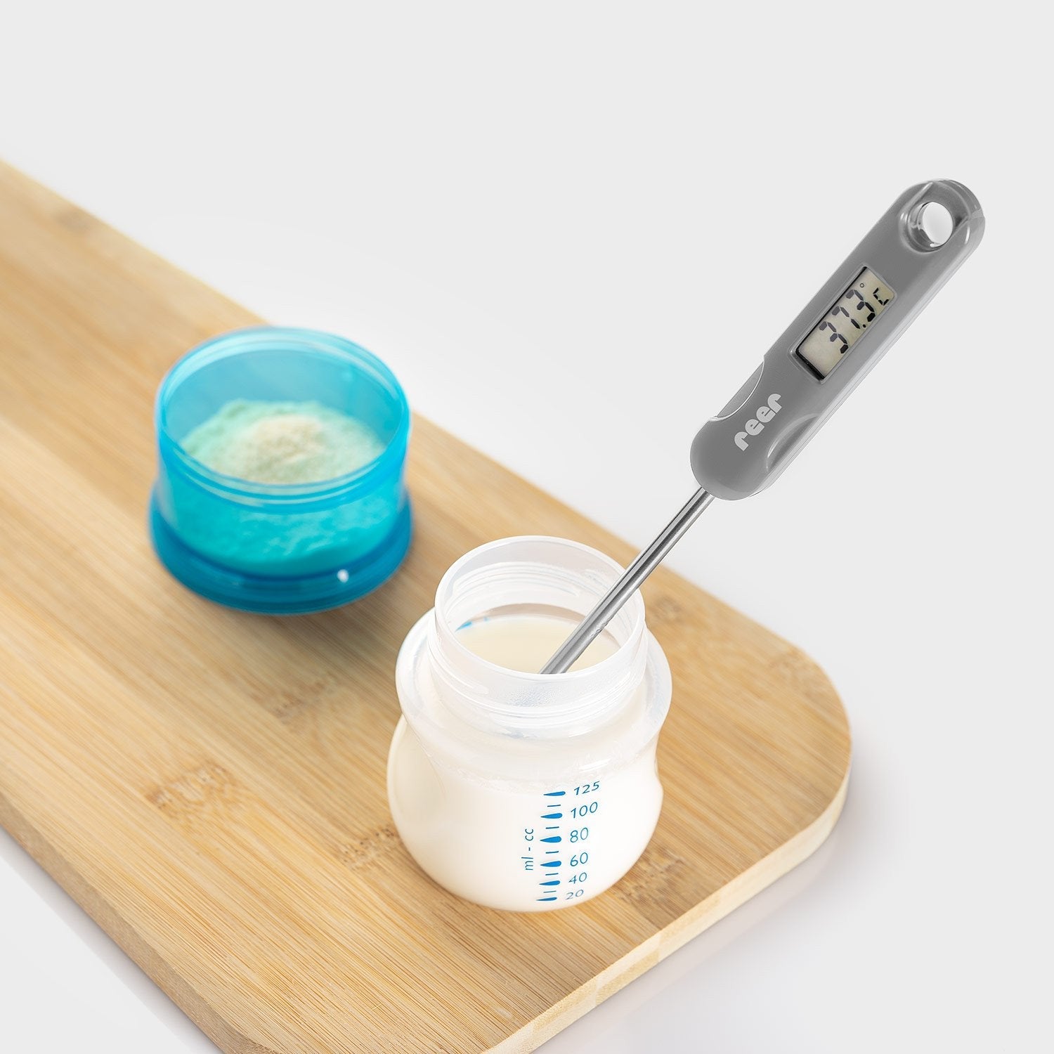 Reer Food Temp Bottle Termómetros Grises, Para Alimentos Para Bebés 21021