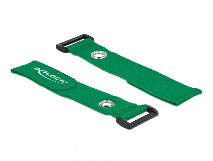 Delock Klett-Cablebinder Mit Schlaufe Und Befestigungsöse L 280 X B 38 Mm Grün 3 Stück