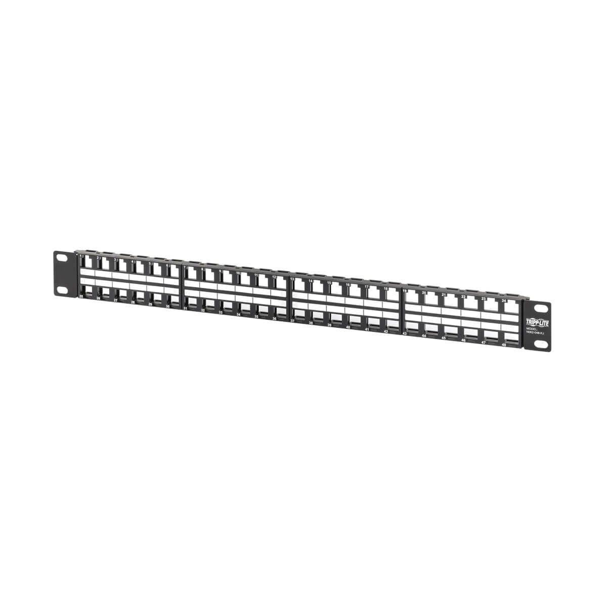 Eaton Tripp Lite 48-Port 1u Rack-Mount Unshielded Blank Keystone/Multimedia Patch Panel Rj45 Ethernet Usb Hdmi Cat5e/6