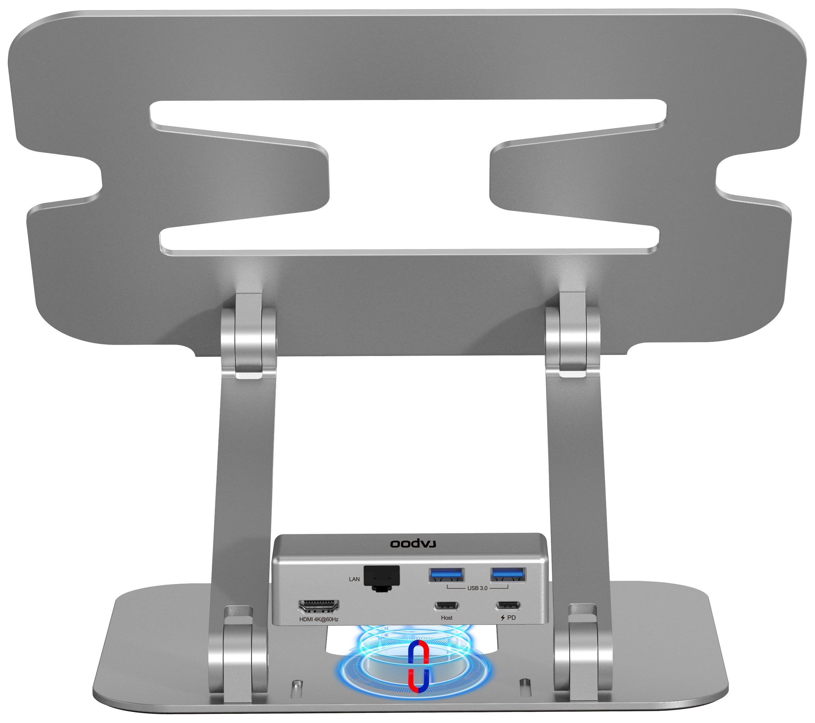 Soporte De Mesa Rapoo Ucs-5001 Para Portátil Con Docking Usb-C 1xhdmi 1 Rj45 Gb 2xusb 3.0 2 Usb-C Color Plata