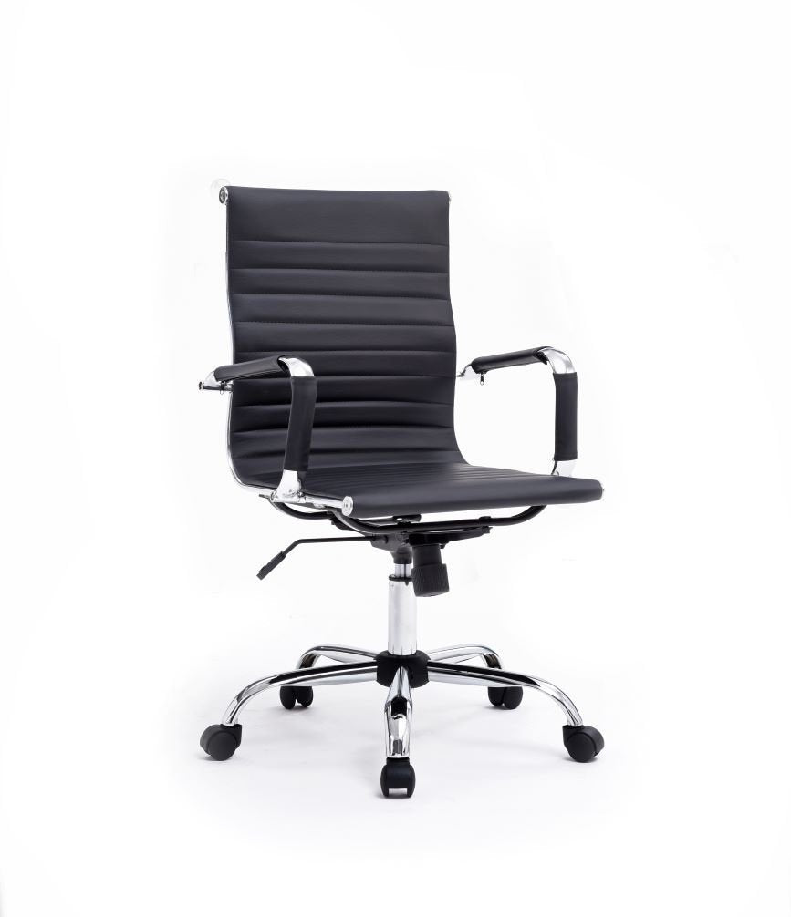 Silla De Oficina Equip Respaldo Medio Color Negro Recubrimiento Pu De Alta Calidaddiseño Ergonomico