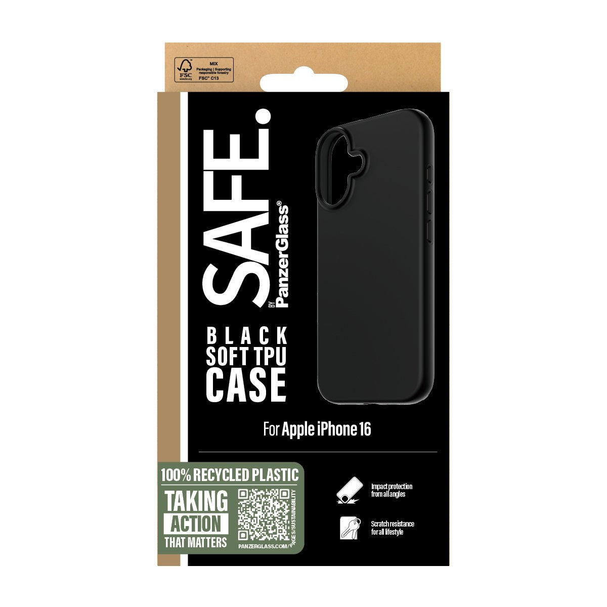 EAN 5715685003349 - PanzerGlass SAFE. by ® TPU Case Black iPhone 16 funda para teléfono móvil Negro imagen 3