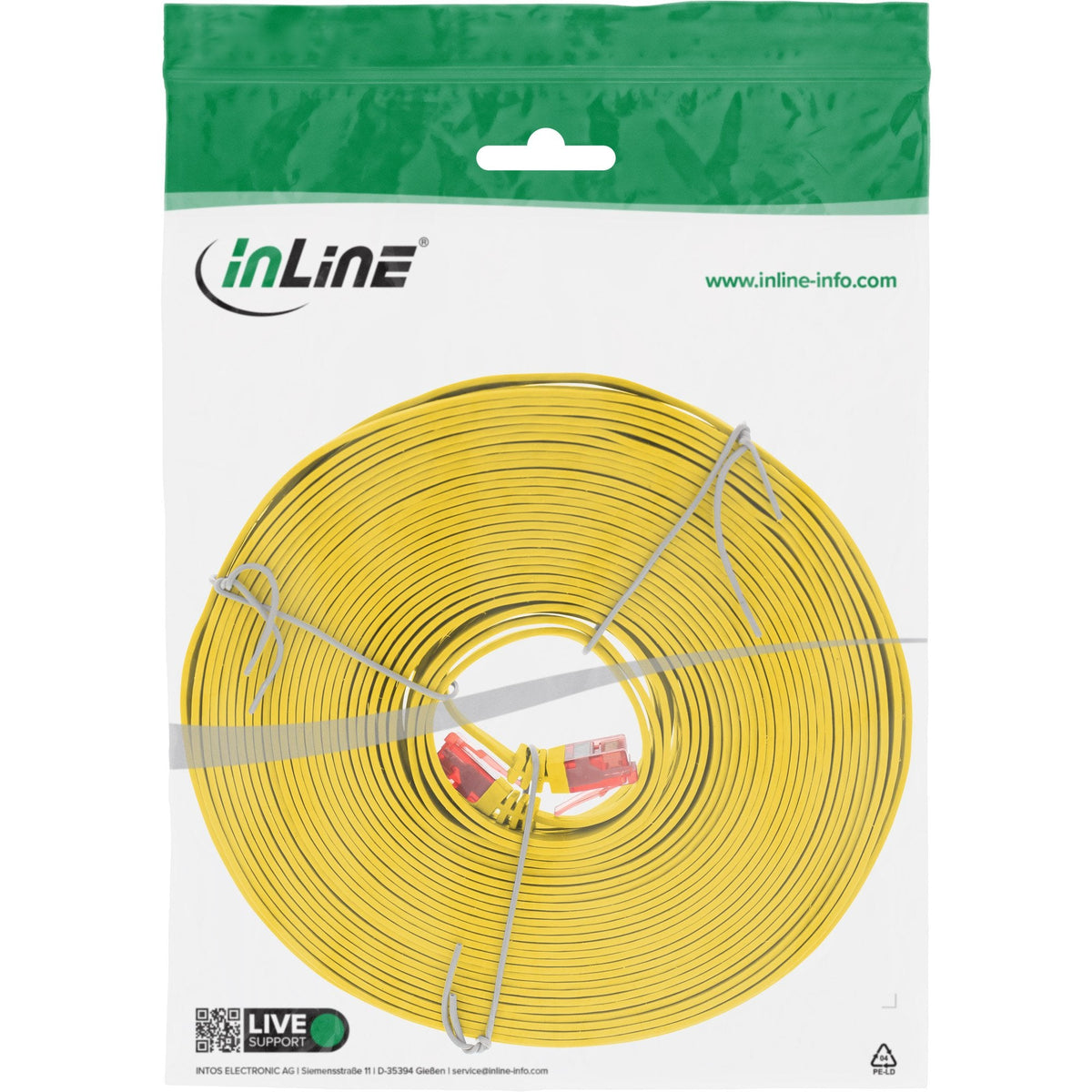 Inline Flat Ultraslim Cable De Red U/Utp Cat.6 Gigabit Ready Amarillo 10m