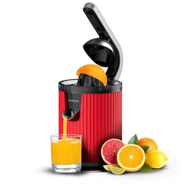 EAN 8435484038997 - Cecotec Xqueeze RetroJuice 600 Exprimidor lenta 600 W Negro, Rojo, Acero inoxidable imagen 1