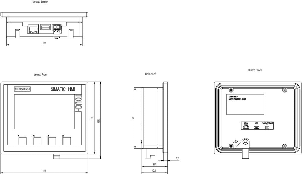 Siemens 6av21232db030ax0 Simatic Hmi Ktp400 Basic