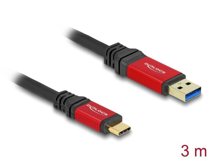 Delock 80619 Cable Usb 10 Gbps Usb Tipo-A Macho A Usb Type-C Macho 3 M Rojo Metal