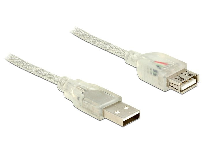 Delock Cable De Extensión Usb 2.0 Tipo A Macho> Usb 2.0 Tipo A Hembra 0.5 M Transparente