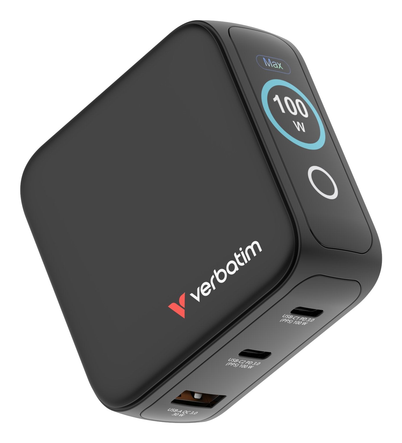 Verbatim Mini Gan Charger 3 Port 100w W Display Eu Uk Us