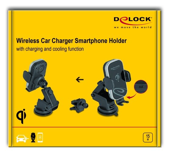 Delock Wireless Car Charger Smartphone Halterung Con Ladefunktion