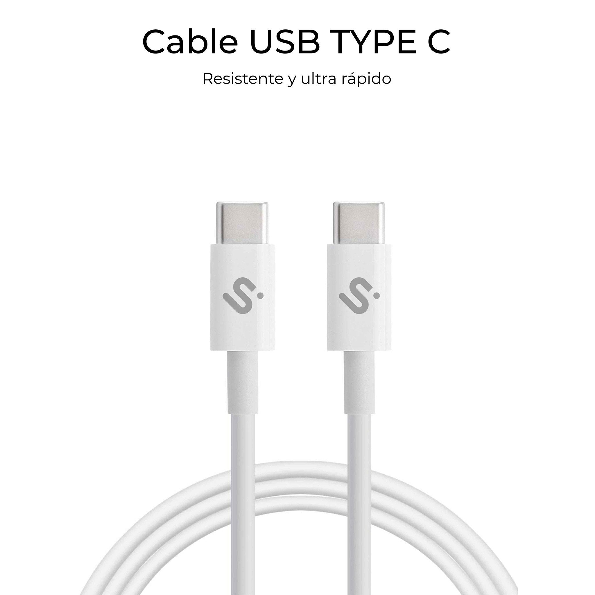 Cable Plus 100w Usb-C/Usb-C 2 M Negro Subblim 100w/ Longitud: 2m/ Usb-C &Harr; Usb-C/ Pd 3.0 Y Qc 3.0,