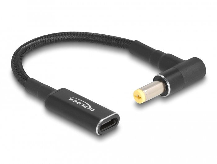 Delock 60038 Cable De Carga Portátil Usb Type-C Hembra A Acer 5,5 X 1,7 Mm Macho En Ángulo De 90° 15 Cm