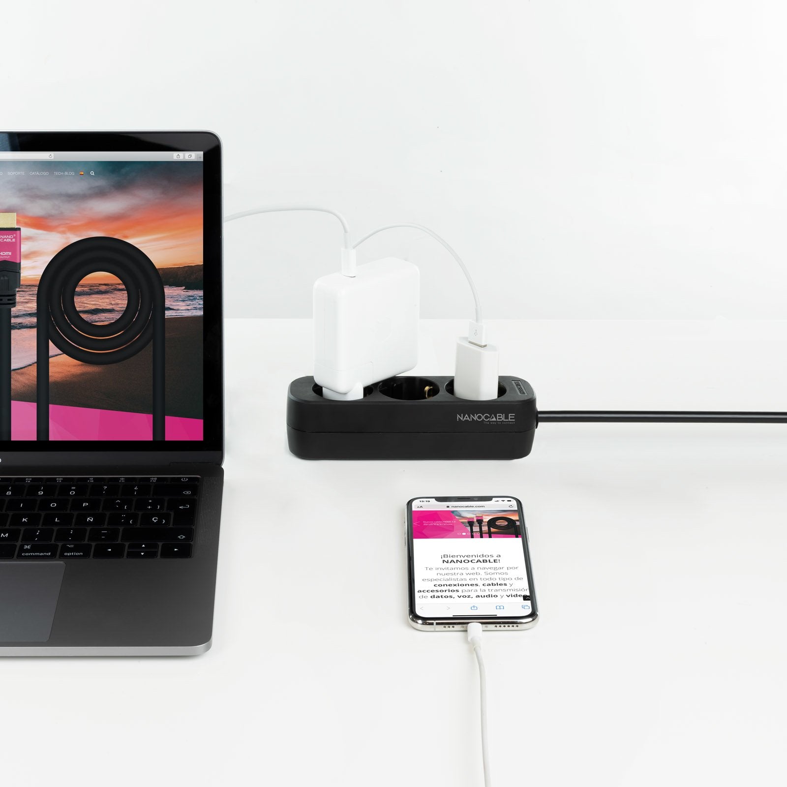 Nanocable Regleta 3 Tomas - 1.4m - Negro