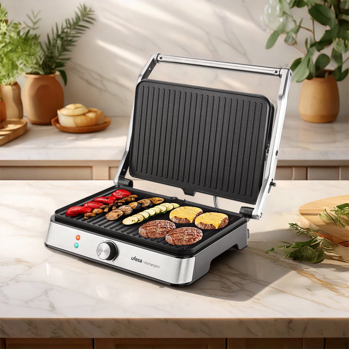 Pae Grill Kilimanjaro Ufesa 72108011 2200w Placas Antiadherentes Apertura Placas