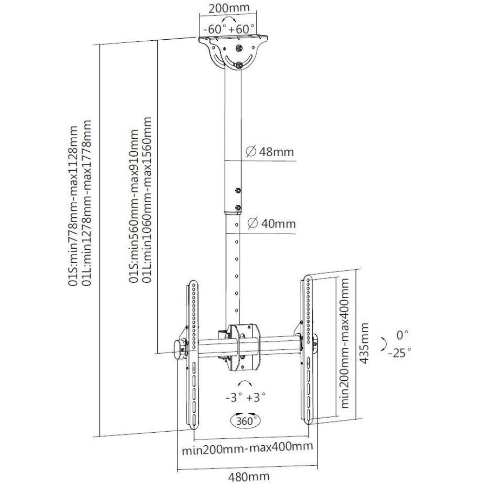 EAN 8057685309333 - Techly ICA-CPLB 944S soporte para pantalla de señalización 139,7 cm (55") Negro imagen 3