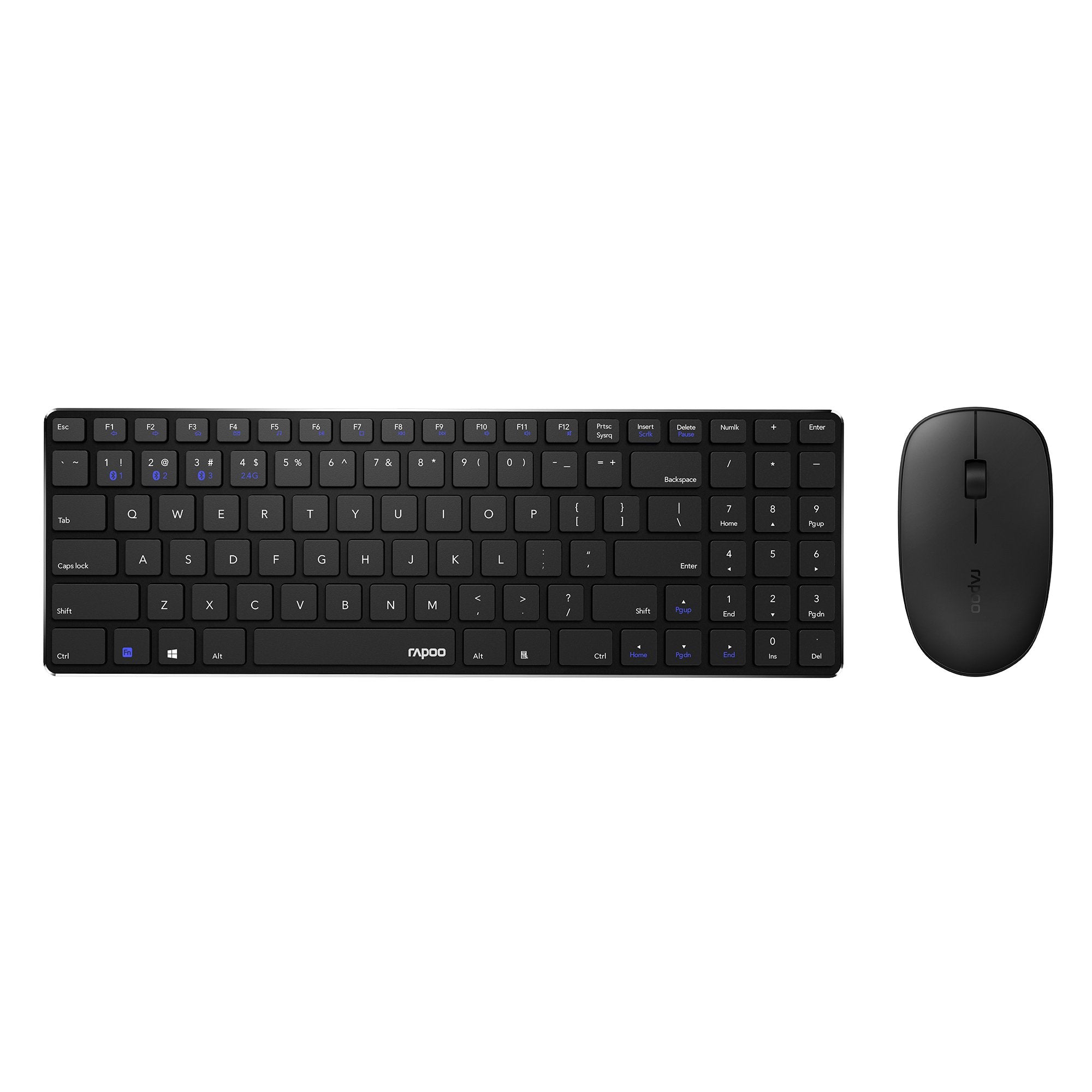Teclado Rapoo Wireless Y Bluetooth E9300m Portugues 2.4ghz Bt 3.0 4.0 DiseãO Ultrafino Negro