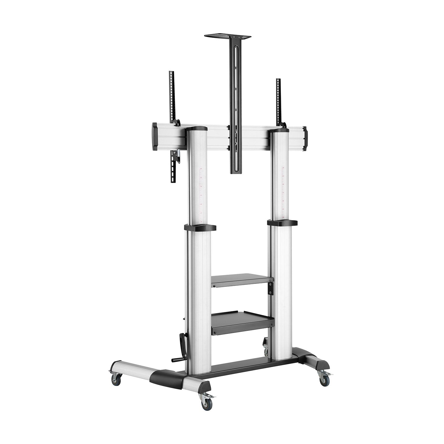 Aisens Soporte De Suelo Pro Con Ruedas Y Manivela - Bandeja Para Dvd Y Soporte De Camara Para Monitor/Tv - Hasta 100kg
