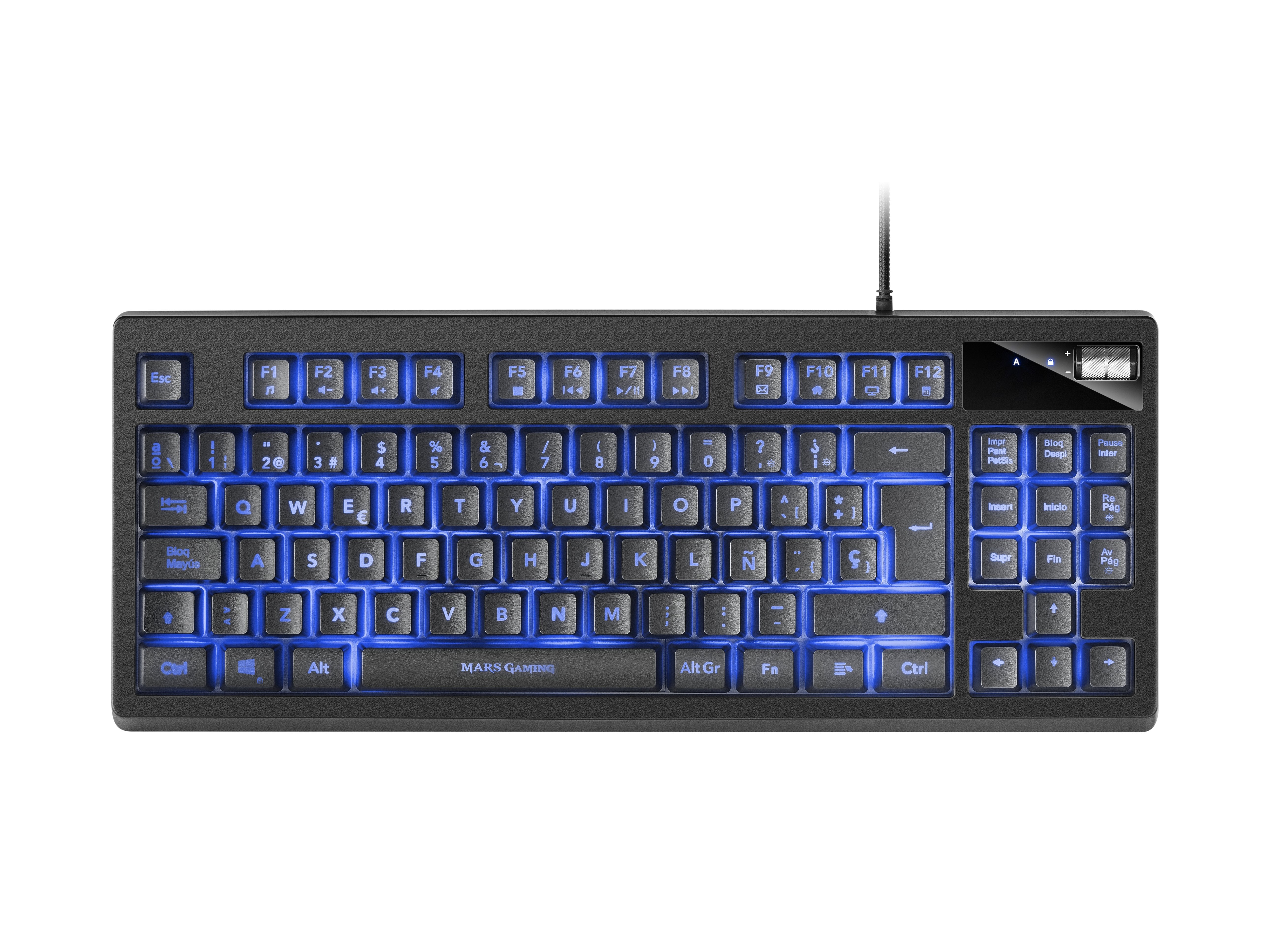 Teclado Español Mars Gaming Mkaxes Tkl H-Mech Iluminación Rgb 9 Efectos Reposamuñecas Gel Negro