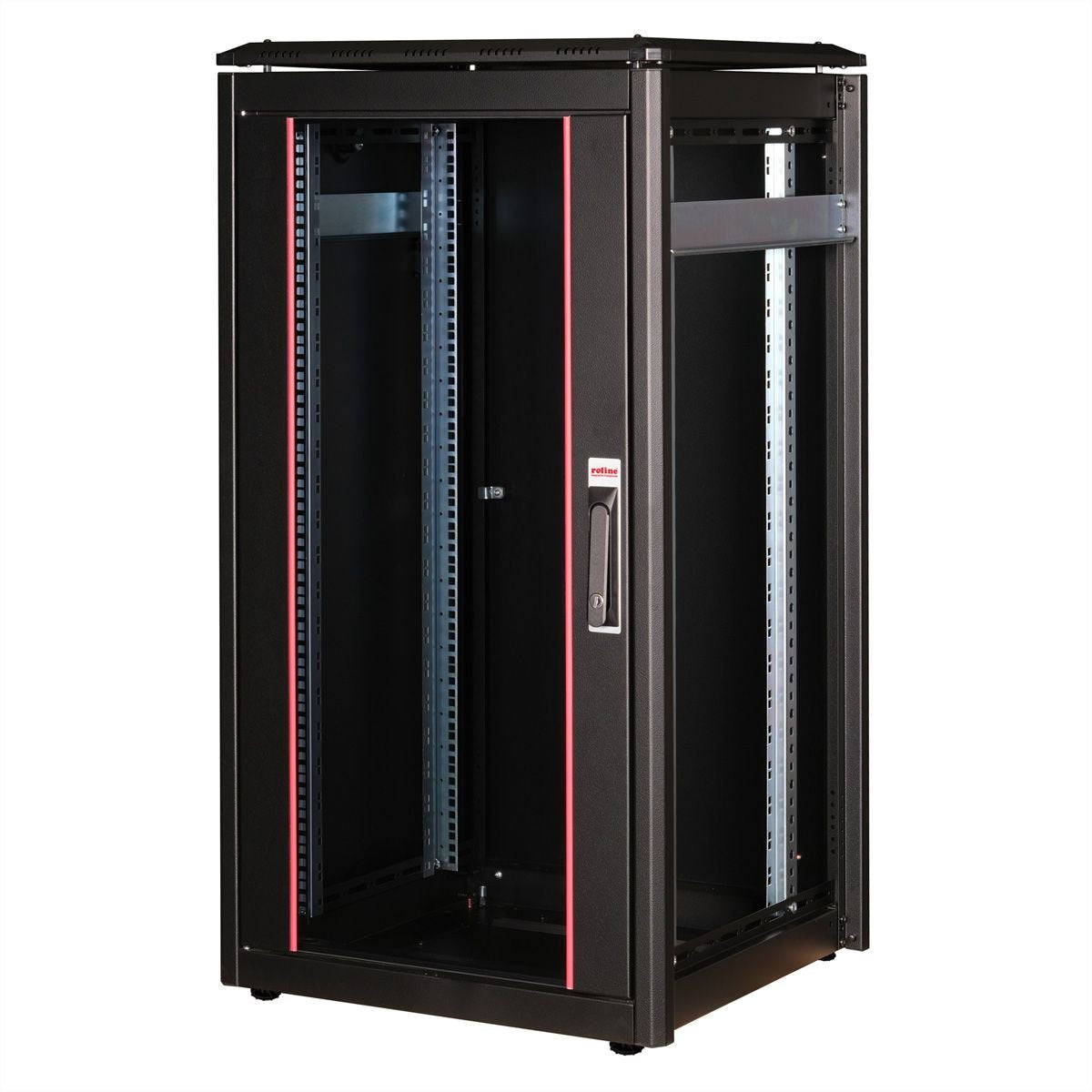 Roline 19-Zoll Netzwerkschrank Pro 22 He, 600x600 Bxt Glastr Schwarz