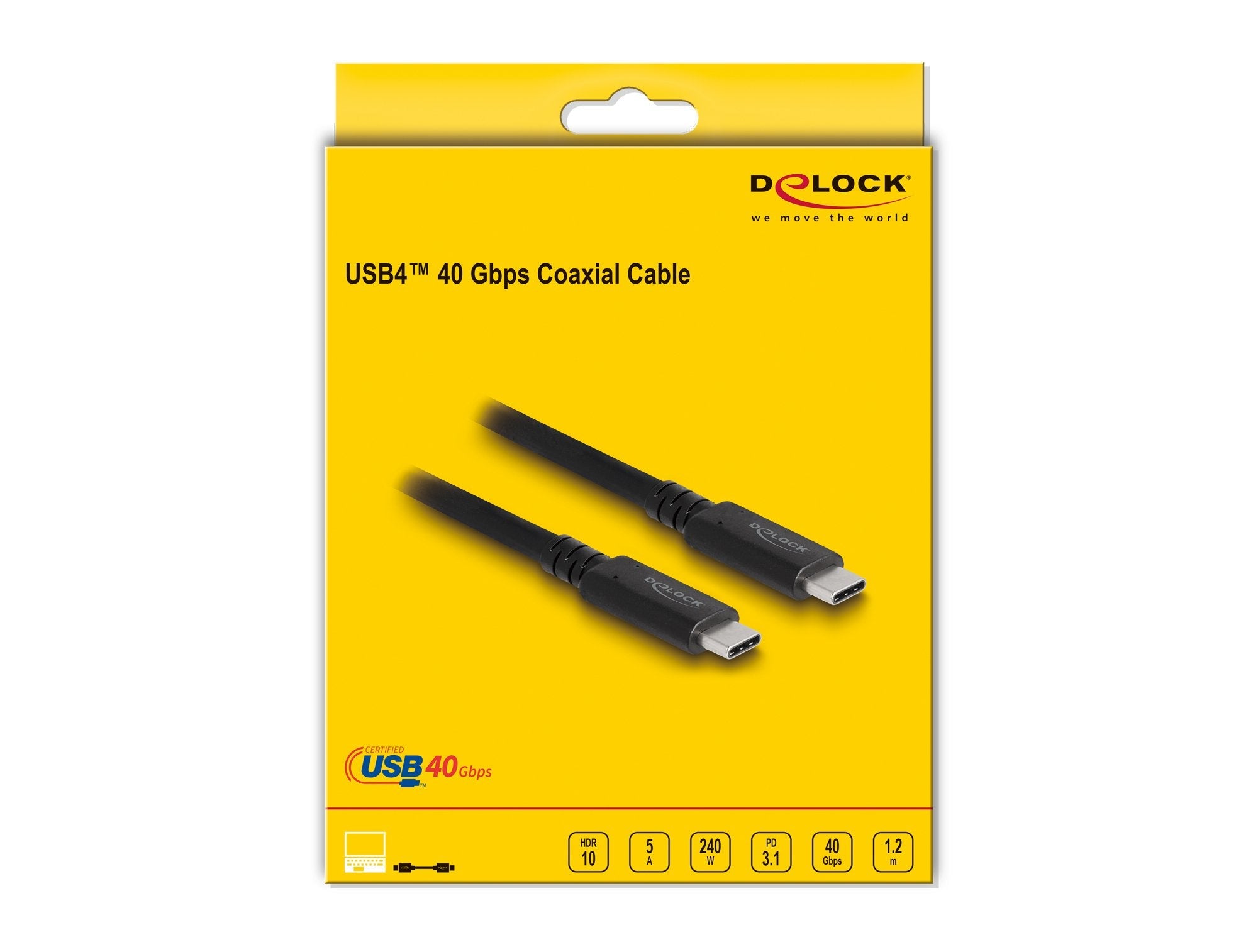 Delock Usb4 40 Gbps Cable Koaxial 1,2 M Usb Pd 3.1 Extended Power Range 240 W