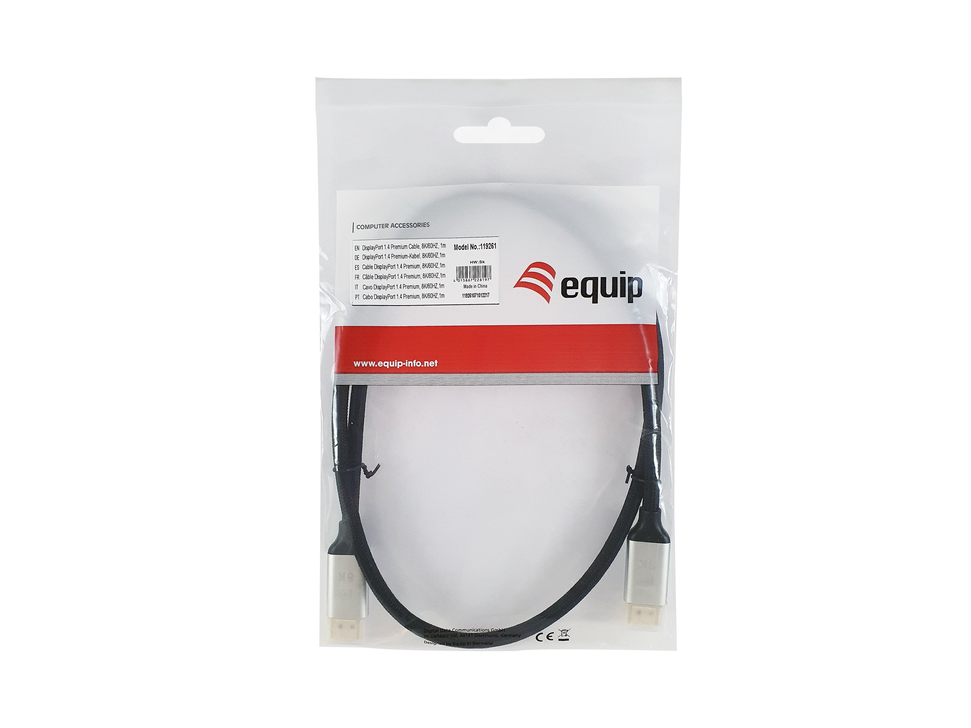 EAN 4015867228210 - Equip 119263 cable DisplayPort 3 m Aluminio, Negro imagen 3