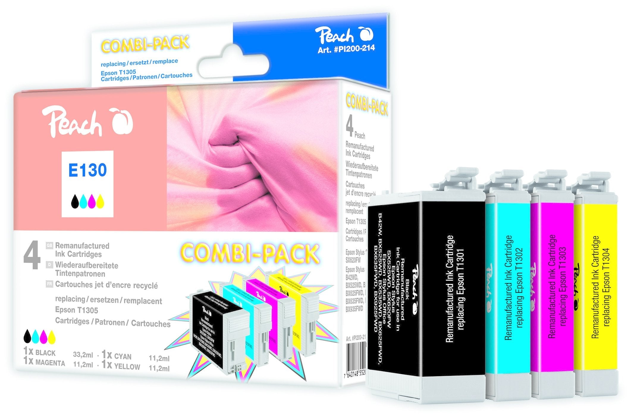 EAN 7640148552035 - Peach 314791 cartucho de tinta 4 pieza(s) Negro, Cian, Magenta, Amarillo imagen 1