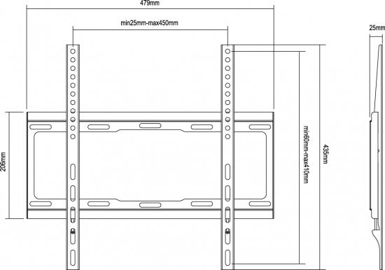 Equip Soporte Pared 650310 Para Pantallas Planas De 32'/81.28cm A 55'/139.70cm 40kg Max Fijo Negro