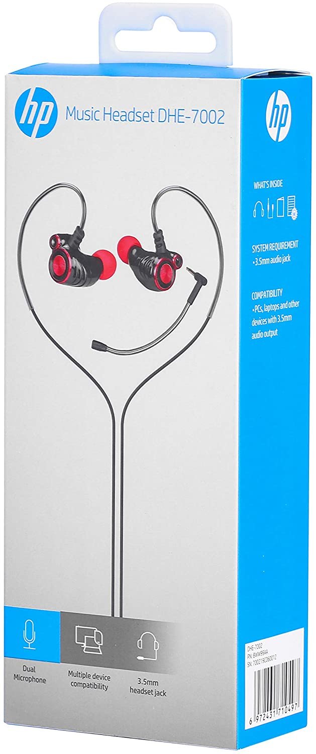 Hp Auricular Con Cable Y Doble Micrófono Tipo Jack 3,5mm (Acodada)