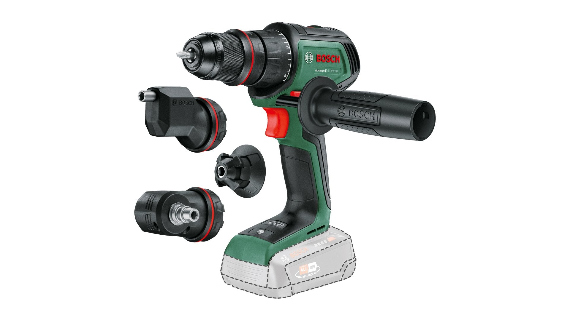 EAN 4053423239843 - Bosch AdvancedDrill 18V-80 QuickSnap 1950 RPM Sin llave 830 g Negro, Verde imagen 1