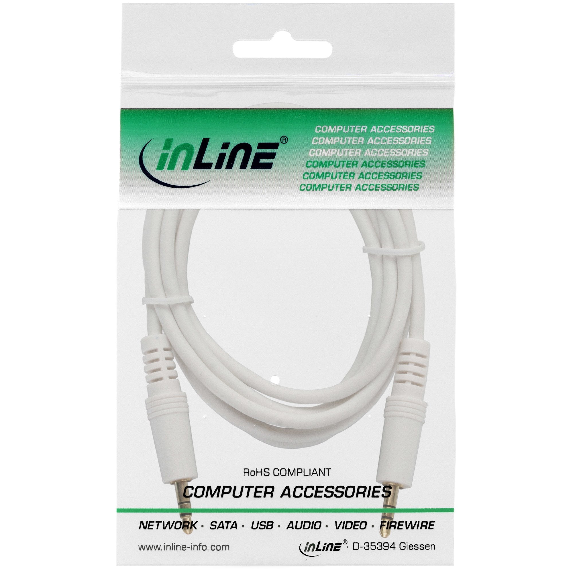 Cable De Audio Inline Jack Estéreo De 3,5 Mm A Jack Blanco / Dorado 1,5 M