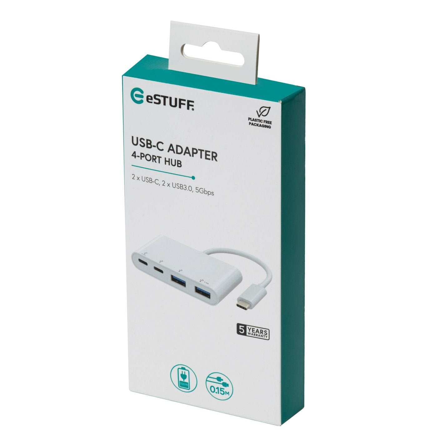 EAN 5704174838180 - eSTUFF ES625002 hub de interfaz USB 3.2 Gen 1 (3.1 Gen 1) Type-C 10000 Mbit/s Blanco imagen 4