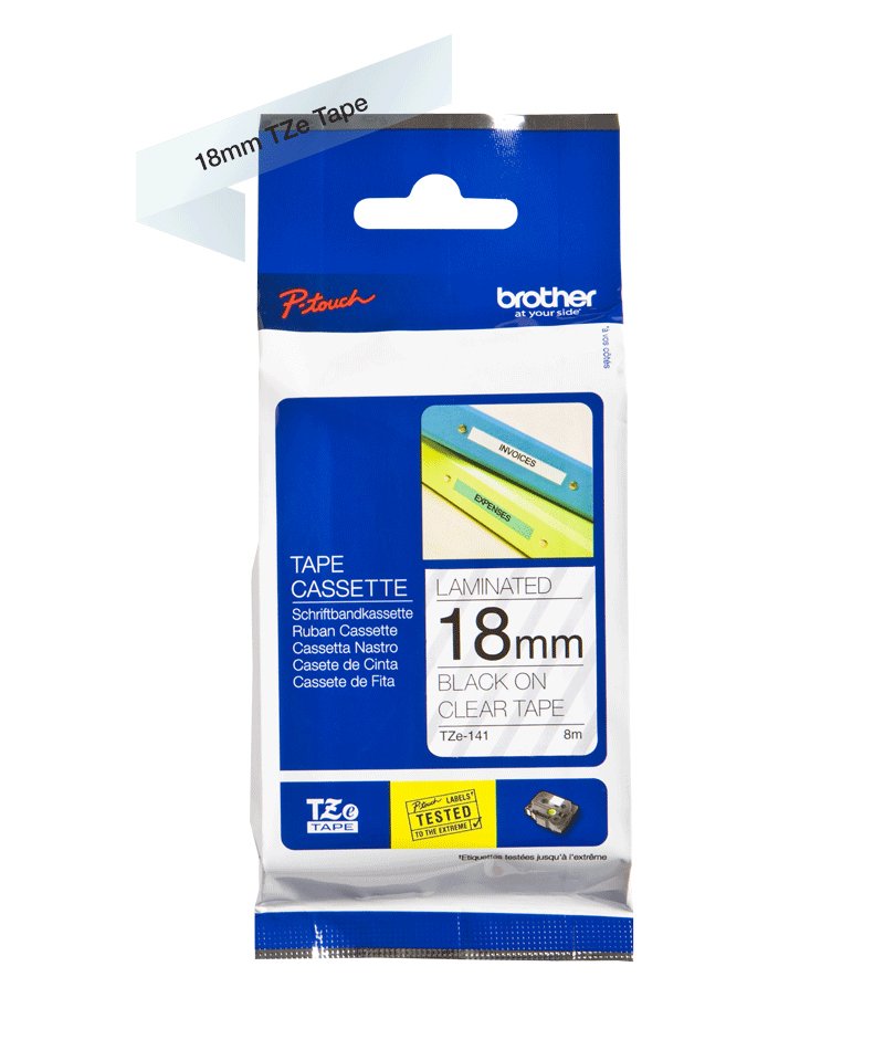 Original Brother Cinta Rotuladora Laminada Transparente/Negro 8m 18mm