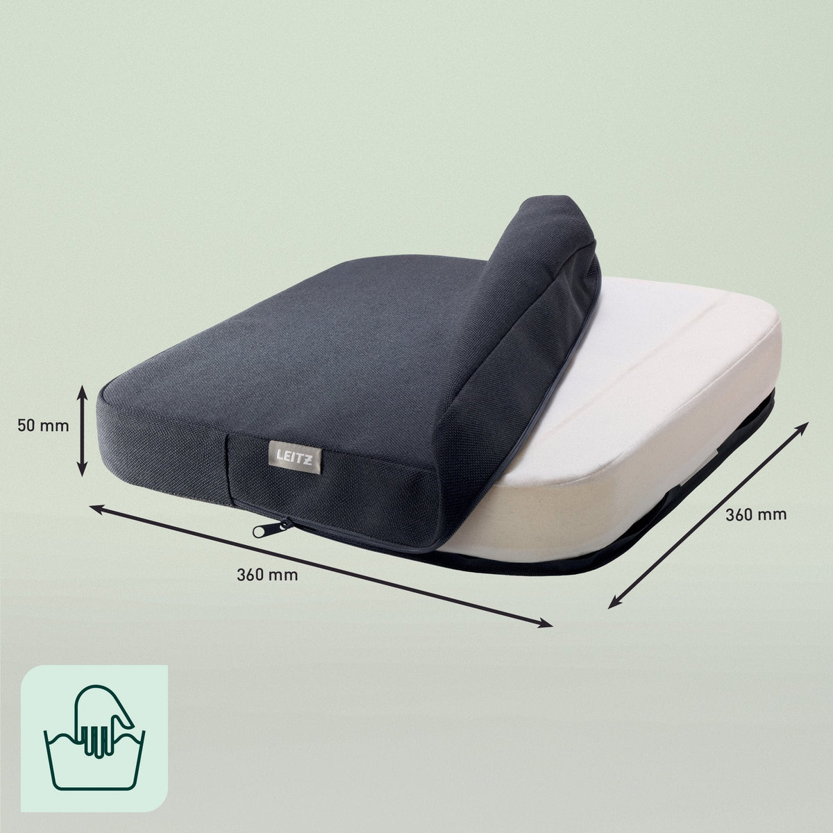 Esselte Leitz 51910089, 36 X 36 Cm, Dunkles Gris, Schaum, 120 Min, Handwäsche, 360 Mm
