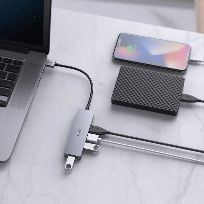 Aukey Cb-H36 Aluminium Hub Usb-A Ultra Slim 4in1 4xusb 3.0 5gbps