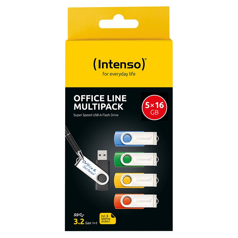 Intenso Office Line 16gb Usb Stick 3.2 Multipack X5 Bunt