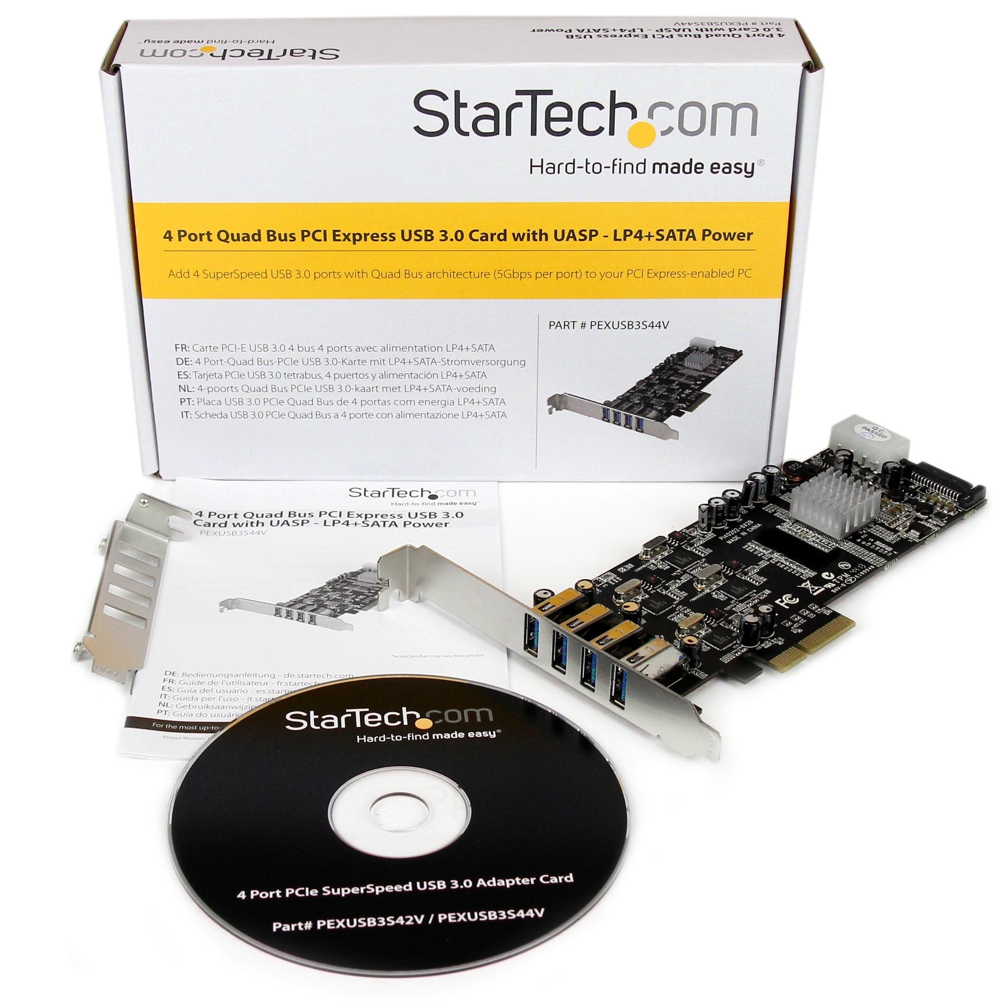 Startech Tarjeta Pci Express 4 Puertos Usb 3.0 Uasp 2 Canales De 5gbps Pexusb3s44v
