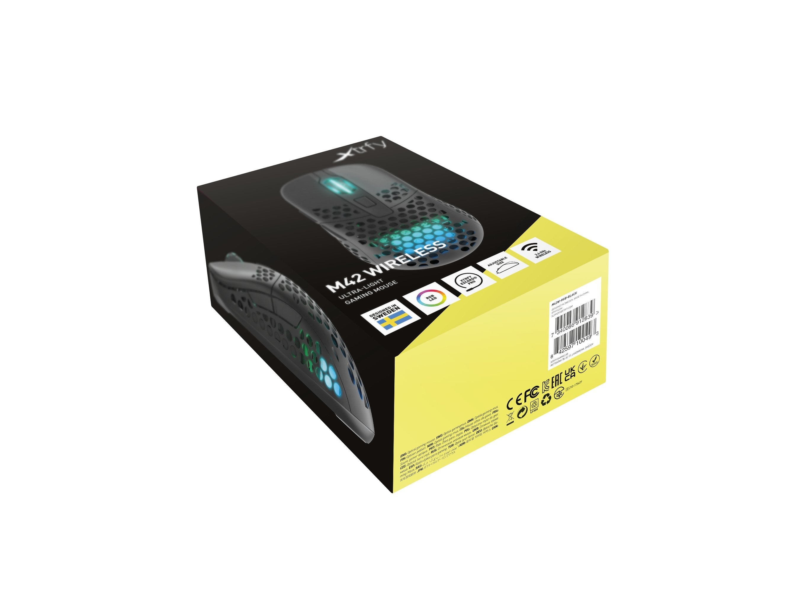 Xtrfy M42w-Rgb-Black Ratón Ambidextro Usb Tipo A Óptico 16000 Dpi