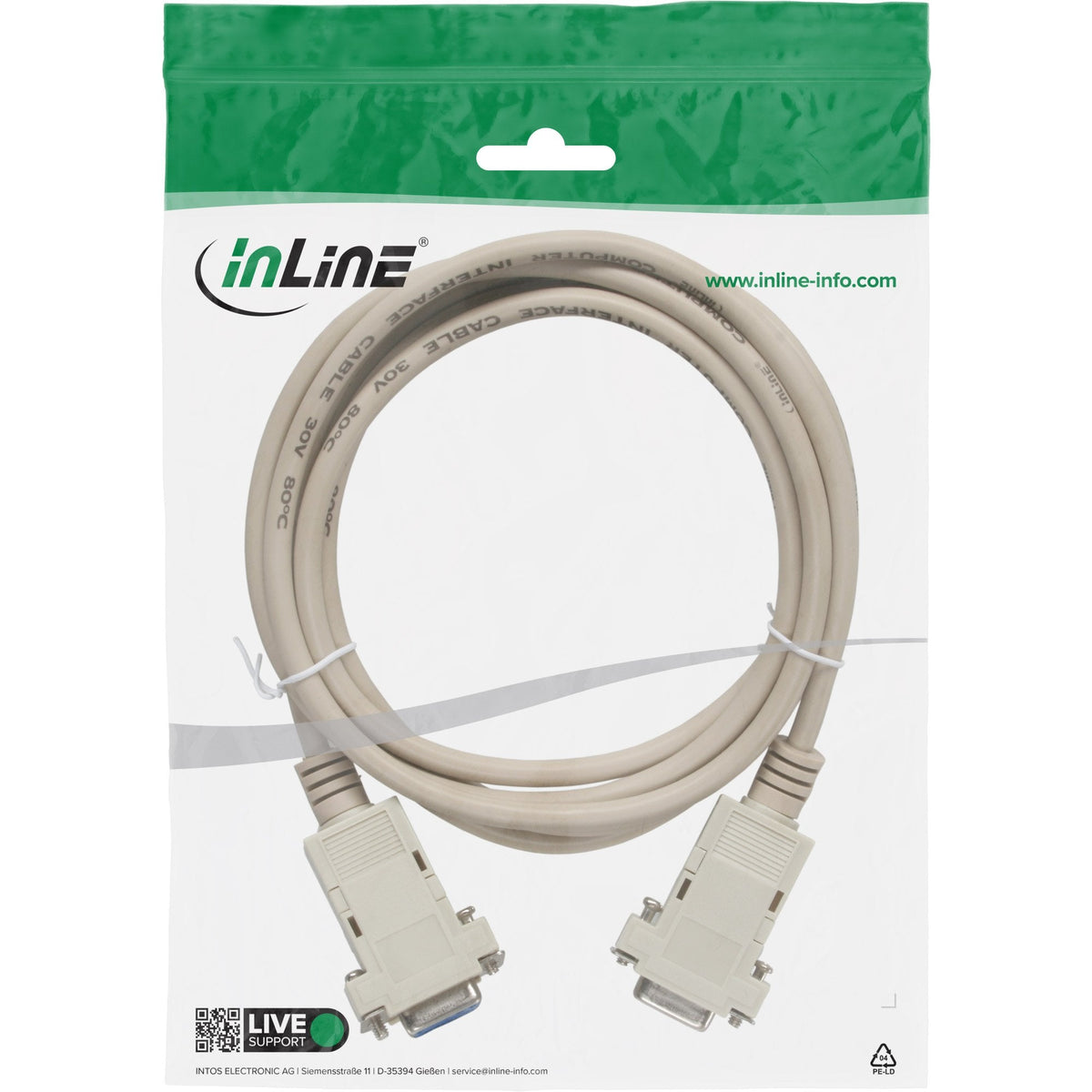 Cable Módem Nulo Inline Db9 Hembra A Hembra Ensamblado Gris 10m