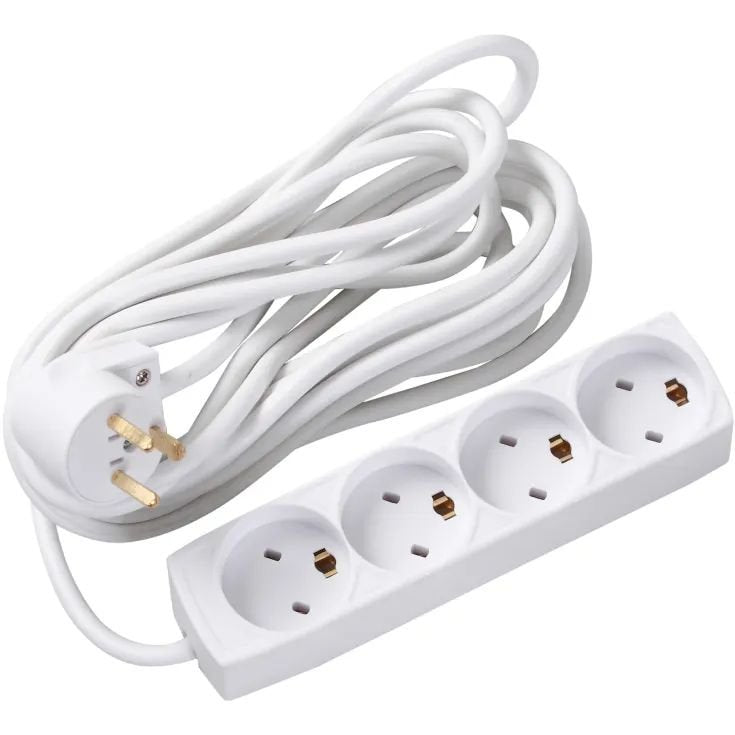 Danish Edb Power Strip 4-Way White, 5m Cable Danish Edb