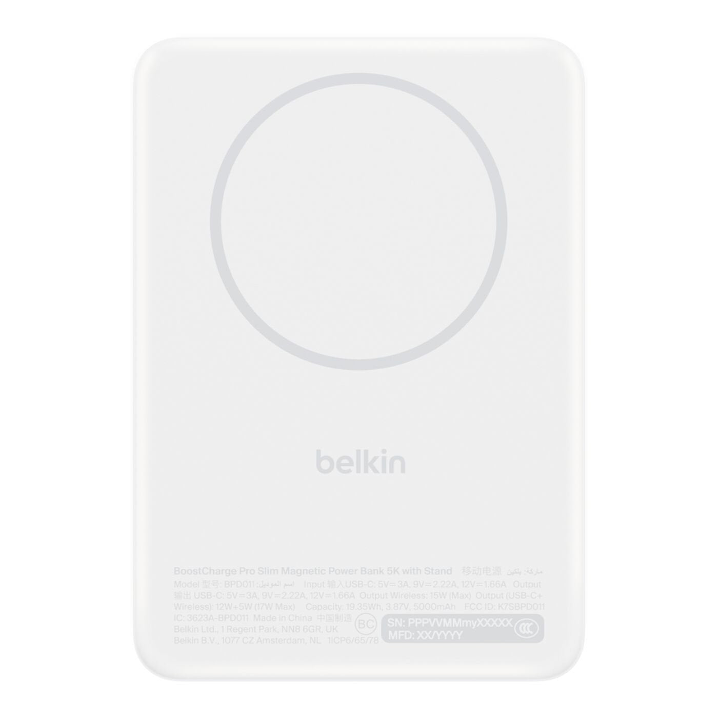 Belkin Boostcharge Slim Magn.Pb 5000mah Qi2 Fold.Wh. Bpd011hqwh