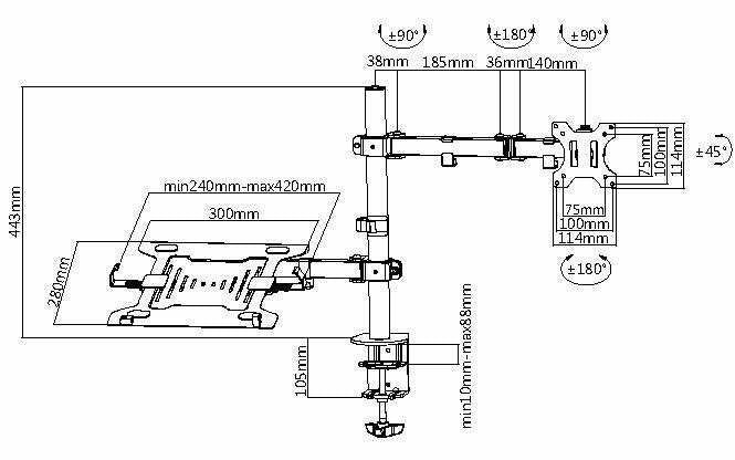Equip Soporte Pantalla Para Mesa 13-32 Doble Brazo Articulado Soporta 2 Monitores
