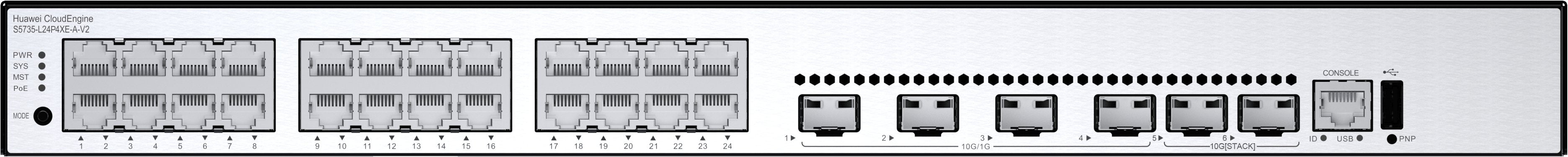 Huawei Cloudengine S5735-L24p4xe-A-V2 Gestionado L3 Gigabit Ethernet (10/100/1000) Energía Sobre Ethernet (Poe) 1u Negro, Plata