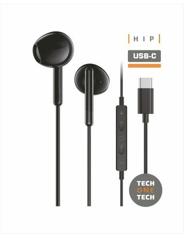 Expositor De Auriculares Tech One Tech Eartech Tec1303 Con Micrófono Usb Tipo-C Incluye 5 Auriculares Blancos Y 5 Auriculares Negros