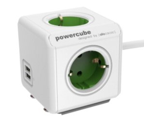 Allocacoc 1406gn/Deeupc Base Múltiple 1,5 M 4 Salidas Ac Verde, Blanco
