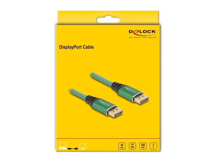 Delock 80630 Cable Displayport 16k 60 Hz 2 M Metal Verde