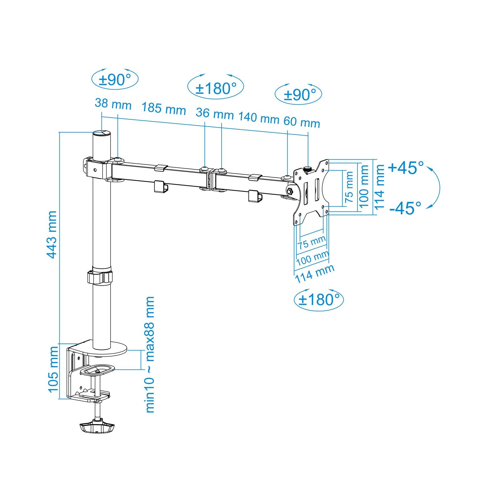 EAN 8433281008052 - TooQ DB1032TN-B soporte para monitor 81,3 cm (32") Escritorio imagen 11